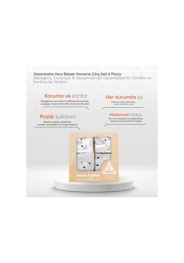 Gezenbebe Hero Bebek Hastane Çıkış Seti 6 Parça Gri