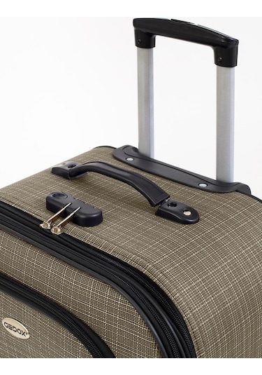 Gedox Büyük Ve Kabin Boy Valiz Seti 4 Teker Kumaş Valiz Bej 1081