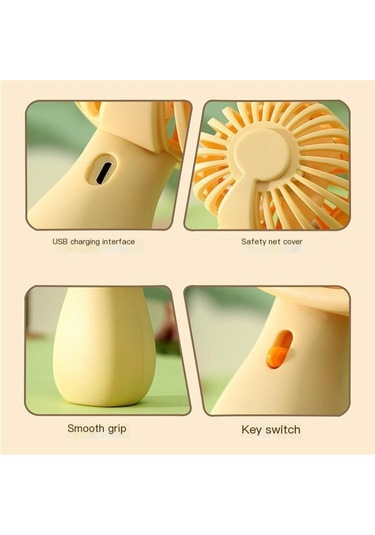 Açık Usb Şarj El Taşınağı Mantar Küçük Fan Ofis Masaüstü Renkli Işık Mini Fan Yeşil