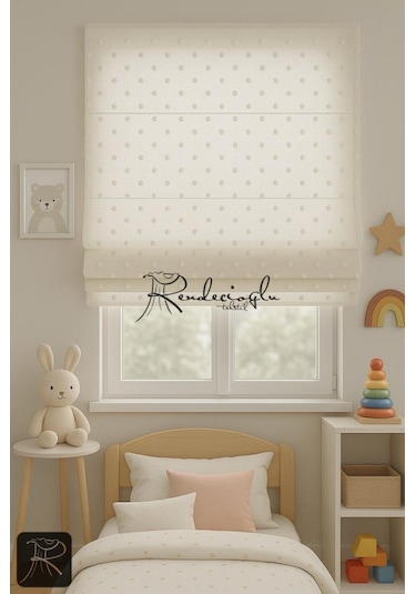 Tül Perde Püsküllü Katlamalı Mekanizmalı Sistem Keten Dokulu Ekru