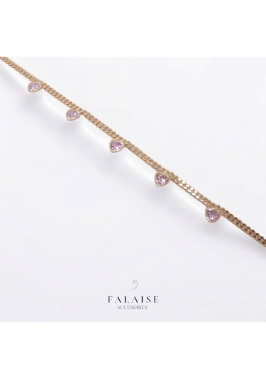 Taşlı Kalp Halhal Pembe Pembe