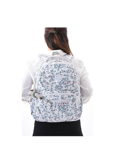 8866 Unisex Klınkır Maymunlu Günlük Ve Okul Sırt Çantası Beyaz