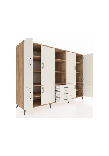 Kronos Dolap 11 Raflı 3 Çekmeceli 8 Kapaklı 220x59x163 Çam-aytaşı Çam-aytaşı