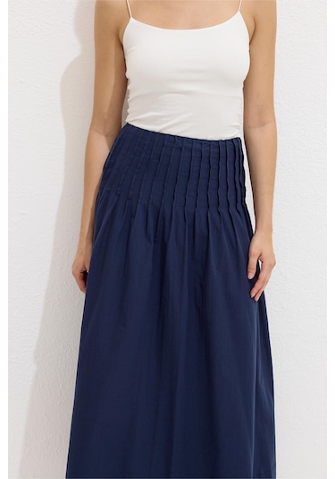 Manuka Nervürlü Vual Etek Lacivert