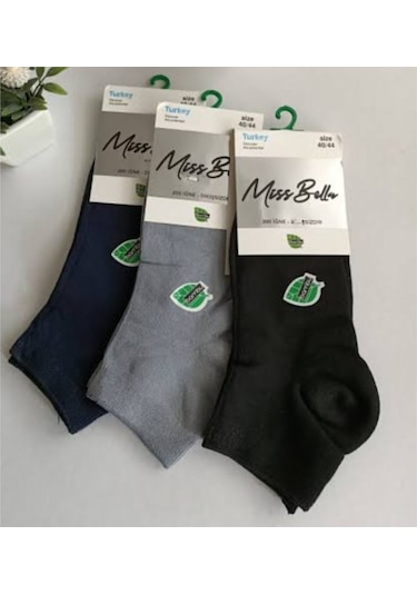 Miss Bella Erkek Bambu 3 Adet Patik Çorap-Standart Siyah