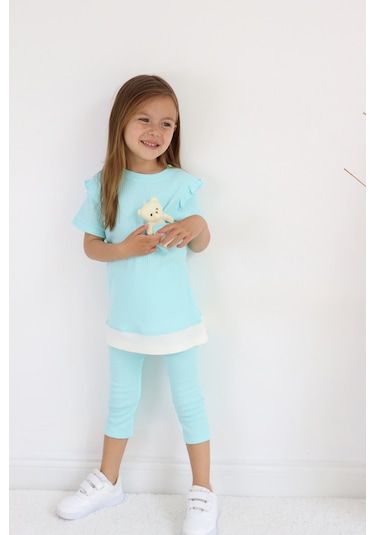 Kız Çocuk Ayıcık Oyuncaklı Kaprili Yazlık Basic Takım 2-5 Yaş 001