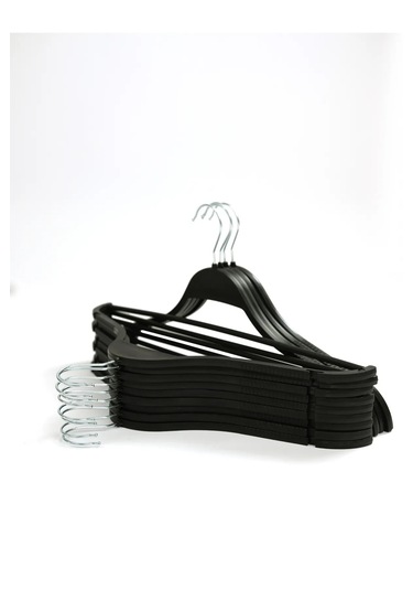 10'lu Siyah, Beyaz, Kahve Plastik Askı Seti Dayanıklı Kıyafet Askıları, Ev Ve Ofis Kullanımı İçin Siyah