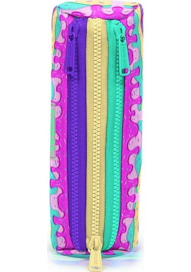 Coral High Kids Pembe Rengarenk Dondurma Desenli Üç Bölmeli Kalem Çantası 22031