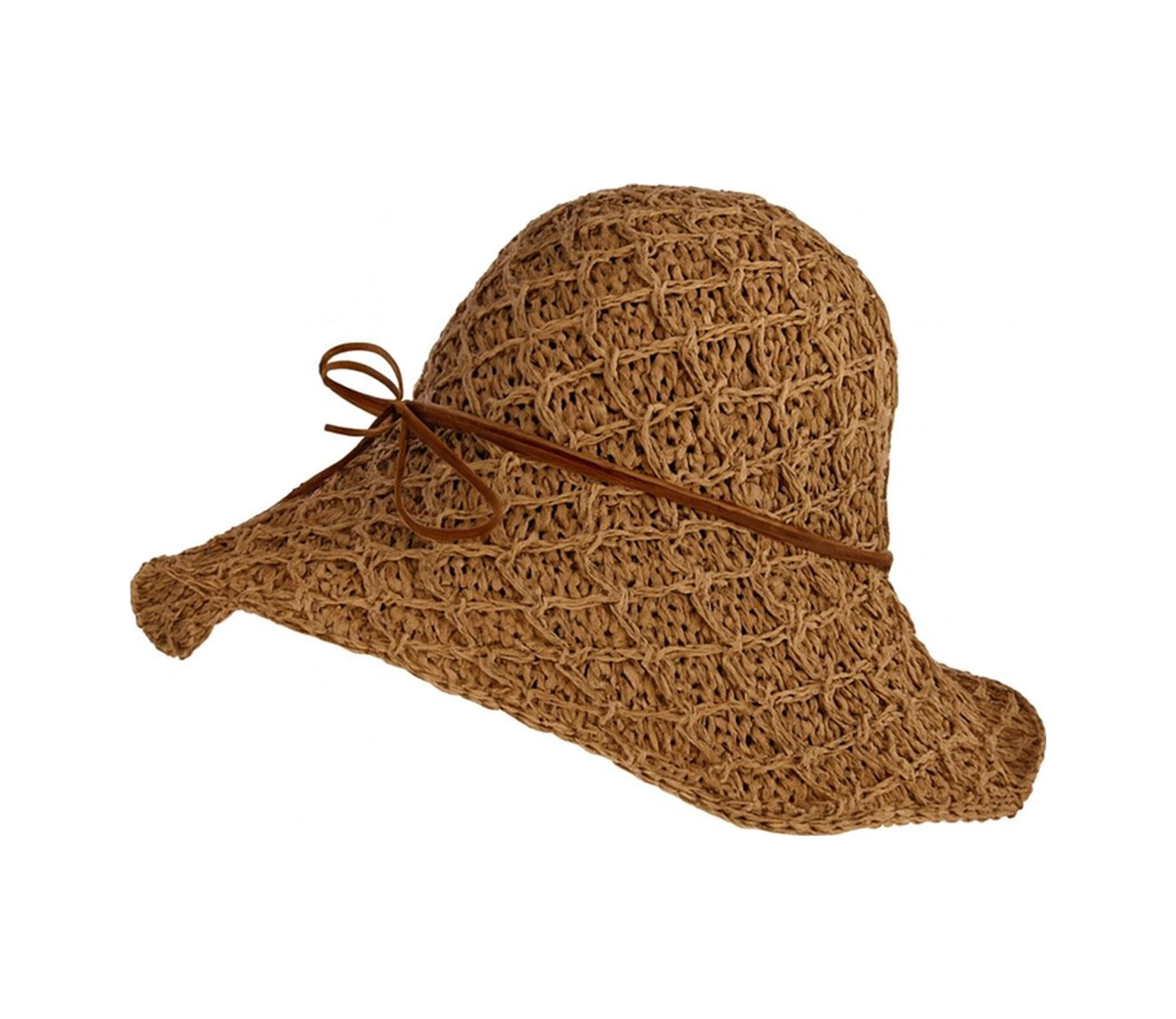 Geniş Kenarlı Bej Rafya Şapka Çok Renkli