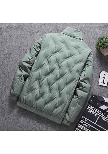 Kışlık Dik Yaka, Şık Ve Çok Yönlü, Sıcak Erkek Üstleri Ve Ceketleri Yeşil