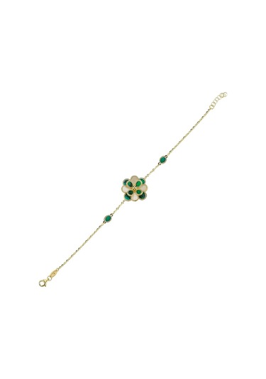 Yeşil Beyaz Sedefli Altın Bileklik