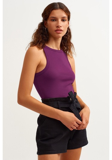 3'lü Paket Fitilli Halter Yaka Örme Atlet MÜRDÜM