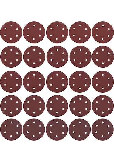 Vkemall 25 Adet 9 İnç 6 Delikli Alüminyum Oksit Zımpara Diski - 40/60/80/180/240 Tane, Duvar Zımparalama Makinesi İçin, Metal/kahve/plastik Polishing