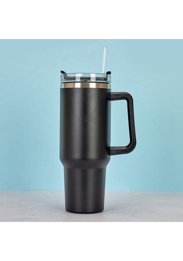 Yeşil Soğukluğu Koruyun Mat Doku Pratik 40oz Şeffaf Kapak Yeniden Kullanılabilir İçecek İçme Vakumlu Pipetli Kupa Yalıtımlı Tumbler