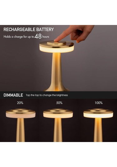 Kangvka Taşınabilir Dokunmatik Led Masa Lambası - 3 Parlaklık Seviyesi, 48 Saat Pil Süresi, Şarj Edilebilir, Yumuşak Beyaz Işık 3000k Rose Gold