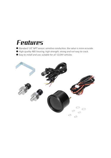 Yifomall Çift Ekranlı Dijital Hava Basınç Göstergesi - 220psı'ye Kadar Ölçüm, 2 Sensörlü