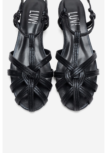 Luvishoes Rosse Siyah Simli Kadın Sandalet Siyah