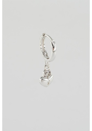 Kadın Kendi Tarzını Oluştur Zirkon Taşlı Kalp Figürlü 1 Adet Küpe-3708 Gümüş