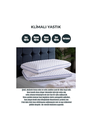 Tago Home Air Comfort Klimalı Hava Kanallı Ortopedik Visco Yastık