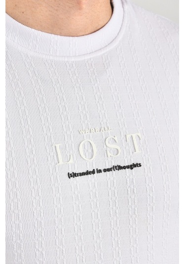 Deepsea Erkek Beyaz Nefes Alan Pamuklu Tişört Bisiklet Yaka Dar Kesim Yumuşak Dokulu Tişört 2504352 Beyaz