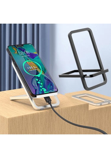 Cbtx Cep Telefonu Standı Katlanabilir Alüminyum Alaşımlı Ayarlanabilir Tutucu Masa İçin Telefon Tutucu - Gümüş