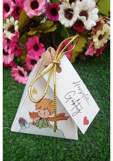 30 Adet Gold İpli Küçük Prens Piramit Kutu - Lokum Kutusu -