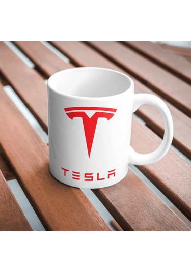 Applucky Tesla Logo Tarihçesi Baskı Kupa Bardak Beyaz