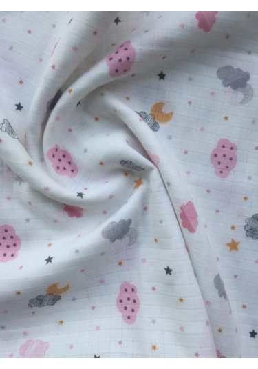 Müslin Örtü 100x120 3 Adet Ağız Bezi Hediyeli Gri - Pembe