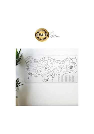 Duvara Yapışabilen Ev Okul Stickerı Dekoratif Büyük Boy Yazılabilir Türkiye Haritası Manyetik Şeffaf Çok Renkli