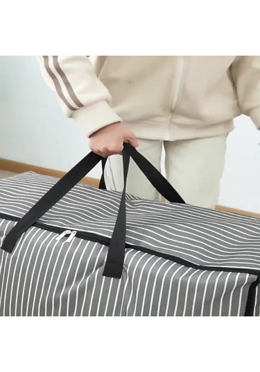 Wezone Kalın Oxford Kumaş 46l Sıcaklık Yorgan Giyim Saklama Çantası - Nem Ve Toz Koruyucu, Taşınabilir Paketleme Organizer Siyah Çizgili Siyah