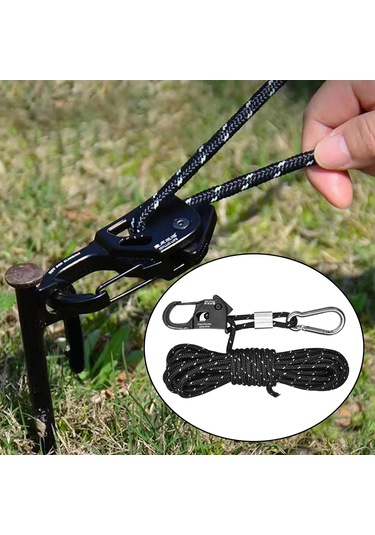 Suntek 4mm Çadır Adam Halat Taşınabilir Kılavuz Siyah Siyah