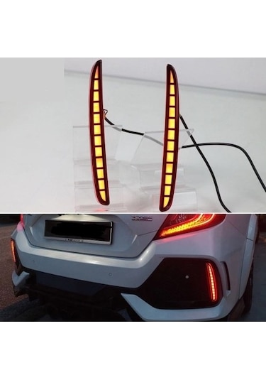 Honda Civic Fc5 Typer Arka Sis Lambası Kırmızı Led 2016+ Reflektör Led