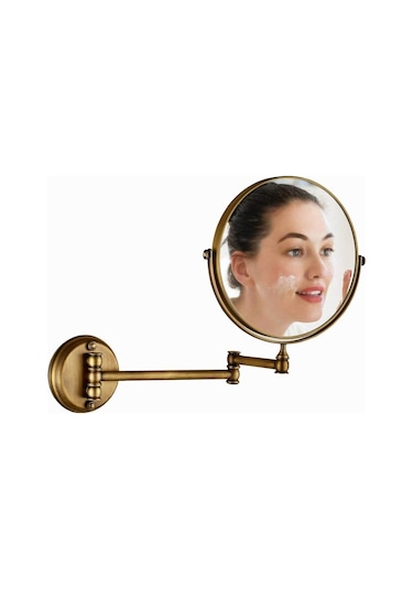 Cbtx Duvara Monte Katlanır Çift Taraflı Makyaj Aynası Bronz