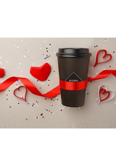 Rioba Karton Bardak Siyah Kahve Bardağı 9Oz Orta Boy