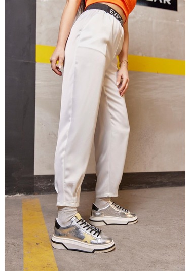 Sveta Gümüş Hakiki Deri Kadın Sneaker-Gumus Gümüş