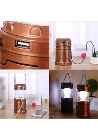 Alev Efektli Kamp Lambası Güneş Enerjili Şarj Edilebilir Usb Lamb