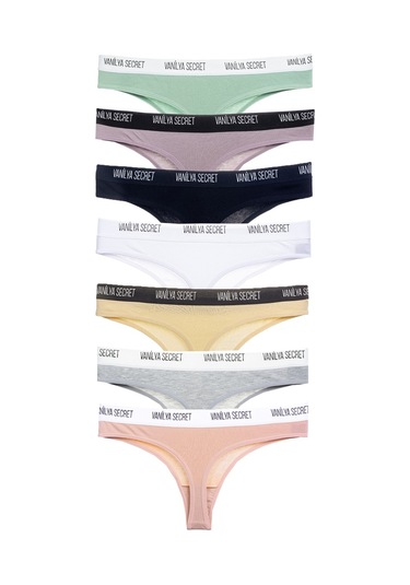 Vanilya Secret Kadın Beli Bant Lastikli Pamuklu Tanga 7 'li Paket Çok Renkli