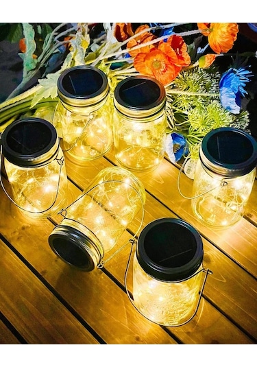Besthome1 Güneş Enerjili Dekoratif Mason Kavanoz Lambası - 2'li Set, Ip65 Su Geçirmez, 50.000 Saat Ömür