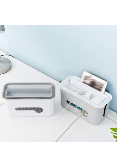 Suofeng Gri Gövde Beyaz Kapaklı Büyük Boy Kabloları Düzenleyici Kutusu - Isı Dağıtımı Ve Çocuk Dostu Tutanaklı Organizer