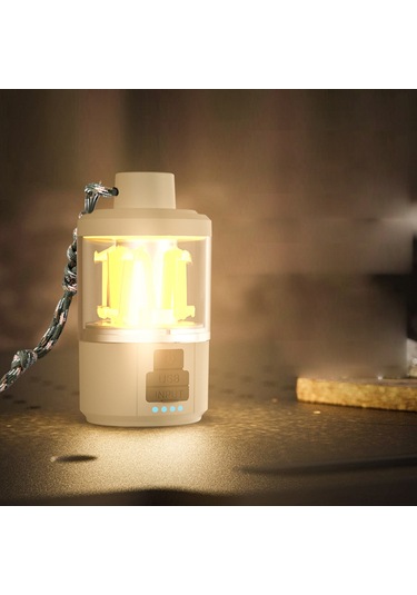 Açık Alan Kamp Feneri Çadır Işığı Led Kamp Lambası Acil Durum Işığı El Feneri Şarj Edilebilir Askılı Lamba Type-c Şarj Ayarlanabilir Işık Rengi Kesintisiz Dimleme Beyaz