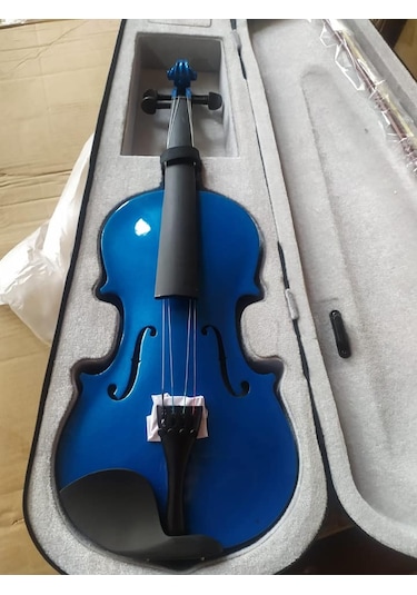Paganini 4/4 Tam Boy Mavi Renk Keman Seti-Kılıf-Yay-Reçine Dahil
