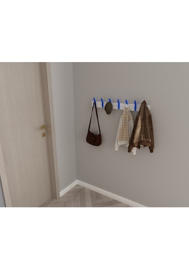 Hepsi3boyutlu Modern Duvar & Kapı Kanca Askılık - 7 Adet Mavi Kanca Askılık - Model No : 3 Mavi