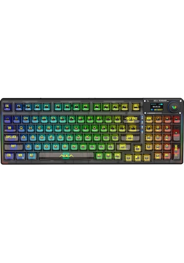 Aula F98 Pro Oled Ekranlı Makrolu Kablosuz Rgb Hot-swap Gasket Pre-lubed Switch Mekanik Klavye