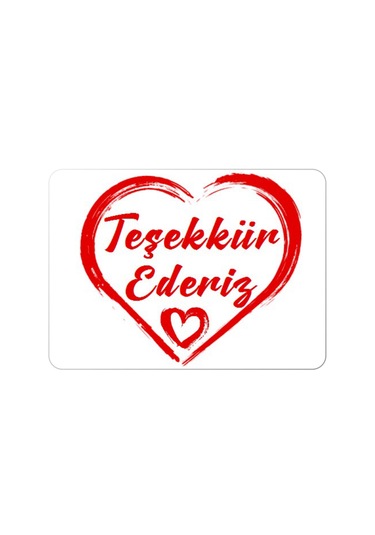 Kalp Desenli Teşekkür Etiketi - Thank You Sticker Yapışkanlı