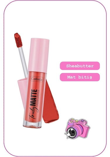 Callista Truly Matte Liquid Lipstick Mat Likit Ruj 405 Peachy Queen - Pembe