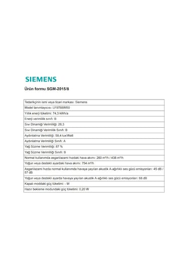 Siemens LF97BBM50 90 CM Ada Tipi Davlumbaz