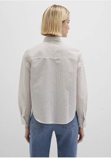 Mavi - Çizgili Ekru Gömlek 1211353-91345 Ekru