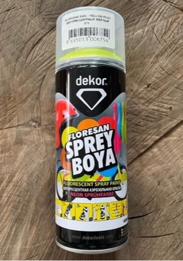 Dekor 400ml Floresan Sarı Sprey Boya Sarı Efekt Sprey Boya Sari