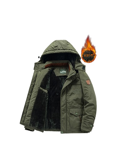 Sonbahar Ve Kış Dış Mekan Askeri Ceket Siyah Kadife Kalınlaştırılmış Erkek Ceketi Mavi