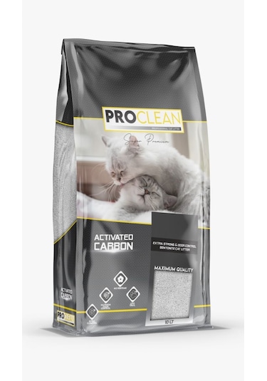Proclean Aktif Karbonlu Topaklaşan İnce Taneli Bentonit Kedi Kumu 10 L
